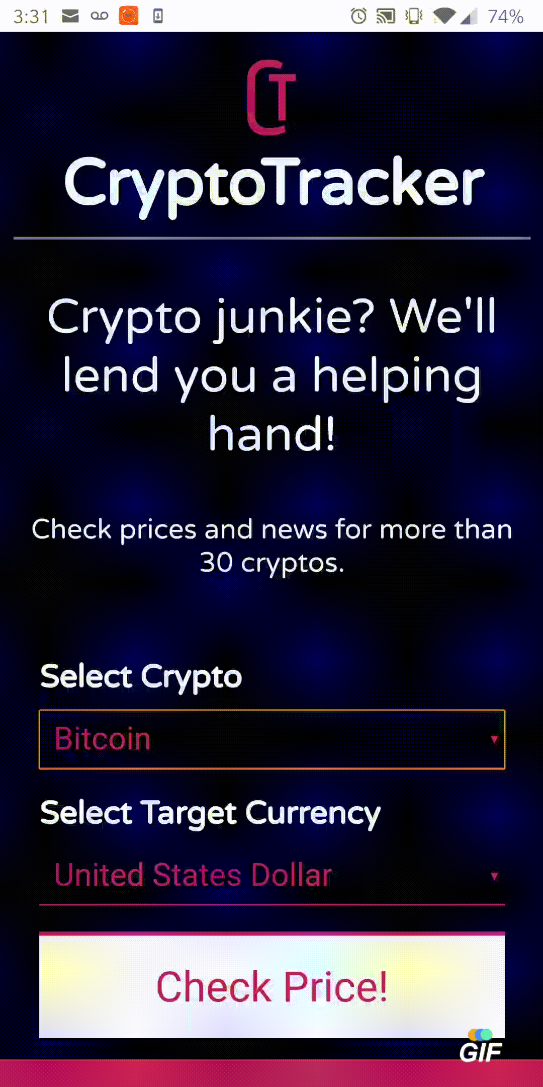 Cryptotracker screenshot